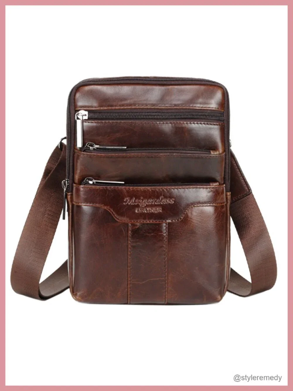 Genuine Leather Small Sling Shoulder Messenger Bag Crossbody for Men Women